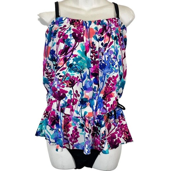 Maxine of Hollywood Other - Maxine of Hollywood Womens One Piece Peplum Swimsuit Bathing Suit Modest sz 14